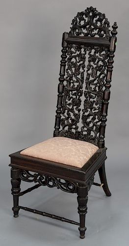 Chinese pierced carved chair, probably Zitan wood. 
height 52 in.