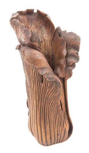 A Carved Wood Libation Cup Height 7 1/8 inches.