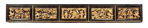 A Partial Gilt Carved Wood Architectural Element Width 65 inches.