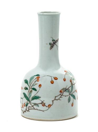 A Famille Verte Porcelain Vase Height 7 1/2 inches.