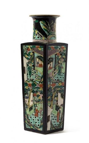 A Famille Verte Porcelain Vase Height 23 inches.