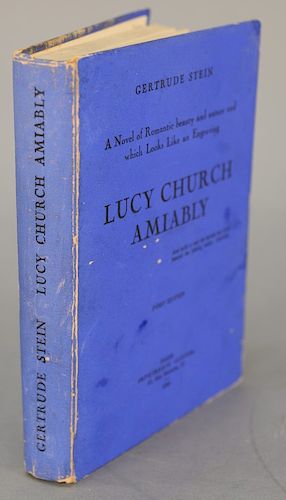 Book:  Gertrude Stein, Lucy Church Amiably, Paris: Imprimerie: Union, 1930, first edition, blue covers. Provenance: Estate...