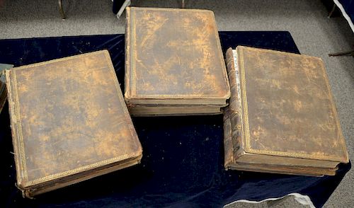 The George Macklin Bible 1800, 6 large Volumes with the Greatest Illustrations, late 18th century, (detached covers). 
Provenance: E...