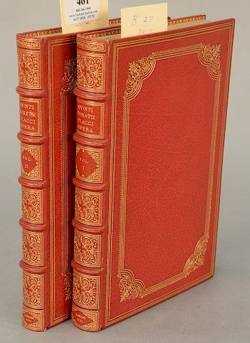 Two volumes by Horace, Opera, London Johannes Pine, 1733, red leather bound. 
Provenance: Estate of Eileen Slocum located in the Har...