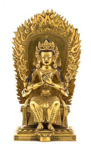A Gilt Bronze Figure of a Bodhisattva Height 8 1/2 inches.
