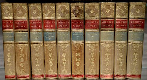 Set of ten volumes, Novels of the Sisters Bronte Works, London: Downey, 1899 edited by Temple Scott, ten large volumes, gold tooled ...