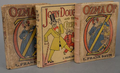 Three Frank Baum first edition including two "Ozma of Oz" books and "John Dough and the Cherub".