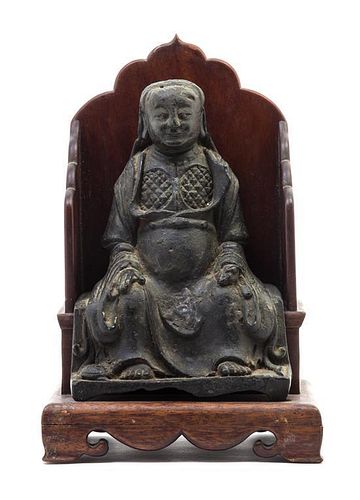 A Bronze Figure of a Taoist Immortal Height 10 inches (with throne).