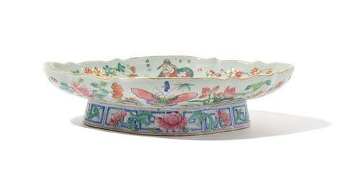 A Famille Rose Porcelain Dish Width 14 1/4 inches.