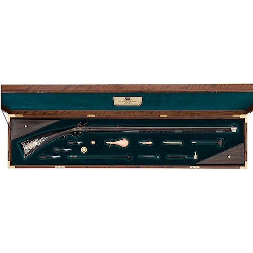 Award Winning High Art Contemporary Cased Pennsylvania Long Rifle and Accessories Made for Douglas Lawrence Joy by Hugh Toenjes