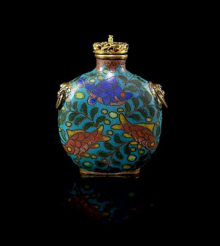 A Cloisonne Enamel Snuff Bottle Height 3 1/2 inches.