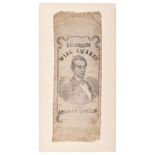 Abraham Lincoln Kalamazoo Wide Awakes 1860 Campaign Ribbon 