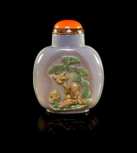 A Glass Snuff Bottle Height 3 1/8 inches.
