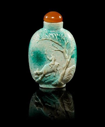 A Porcelain Snuff Bottle Height 2 3/8 inches.