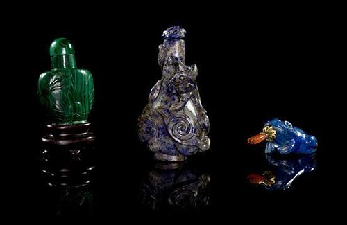 * Three Snuff Bottles Height of tallest 3 1/8 inches.