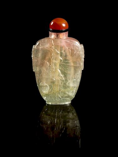 A Tourmaline Snuff Bottle Height 2 1/2 inches.