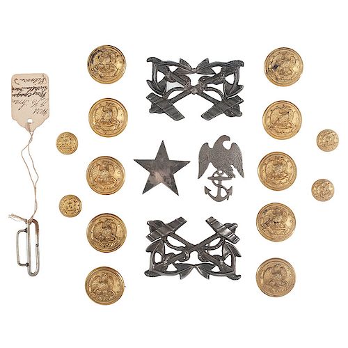 Insignia and Buttons Belonging to Francis H. Swan of the USS Ostego