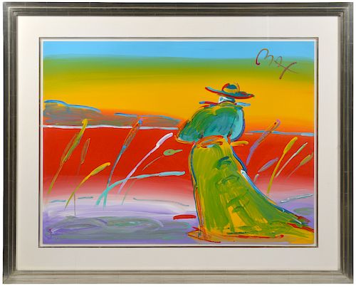 Peter Max 'Walking in Reeds' Acrylic on Paper
