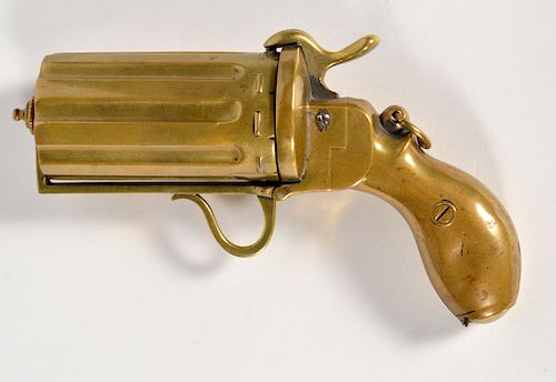 Unusual Brass Pistol Cigarette and Match Case