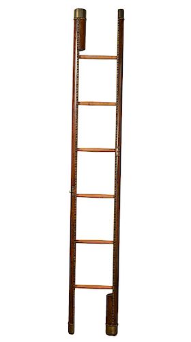 English Leather Bound Folding Library Ladder