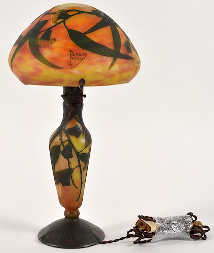 Daum French Cameo Glass & Bronze Lamp