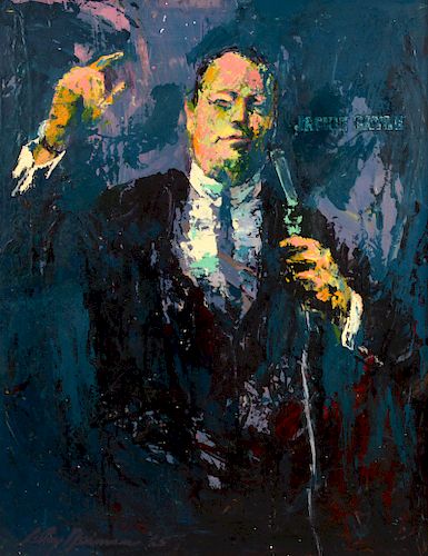 Leroy Neiman 'Jackie Gayle' Large Painting O/B