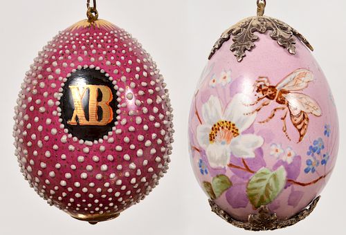 2 Russian Porcelain Presentation Easter Eggs