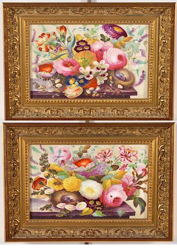 Pair of Hand Painted Derby Porcelain Plaques