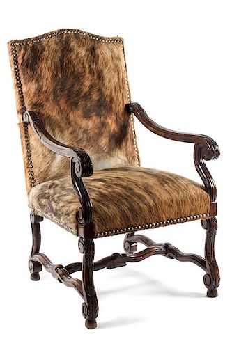 Contemporary Western Style Carved Wood Arm Chair Height 43 x depth 25 x width 27 inches