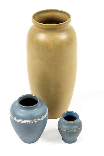 Three Denver Terracotta Pottery Vases Height of largest 12 1/4 inches