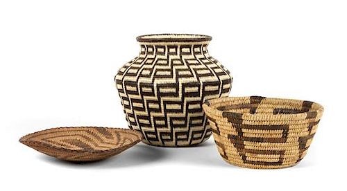 Two California Mission Baskets Diameter of largest 12 inches