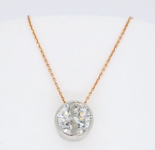 Bezel Set Diamond Necklace on Rose Gold Chain