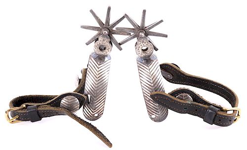 Early Double-Mounted Silver Vaquero Spurs