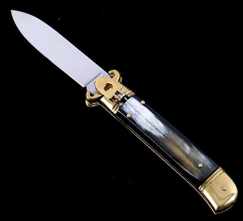 Italian Buffalo Horn Shot Puller Switchblade Knife