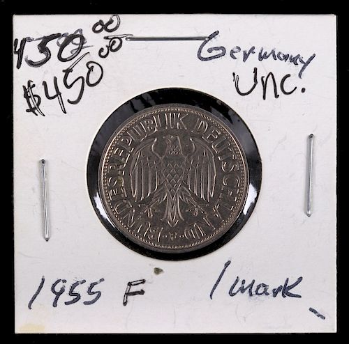 Uncirculated German 1955-F 1 Deutsche Mark Coin