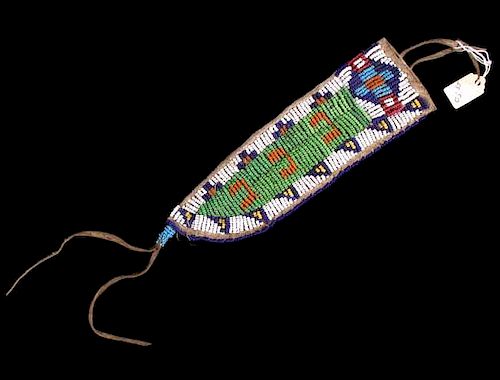 Early Lakota Sioux Beaded Trade Knife Scabbard