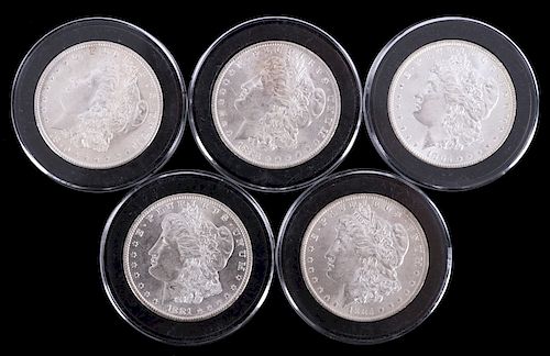 1879-1904 Uncirculated US Morgan Silver Dollars x5