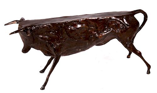 Mid-Century Modern Bronze Steer Table Sculpture
