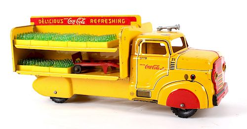 1950's Metal Coca-Cola Yellow Toy Delivery Truck