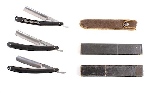 Collection of Three Straight Razors with Cases