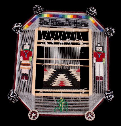 Navajo Indian Decorative Threaded Wooden Loom