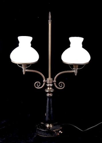 Antique Double Globe Brass Table Lamp