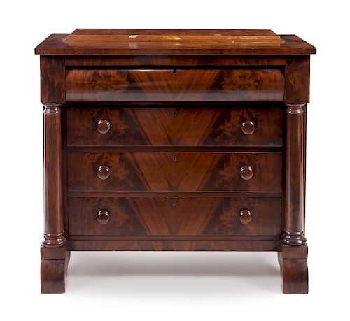 An American Empire Rosewood Chest Height 37 1/2 x width 43 x depth 21 1/4 inches.
