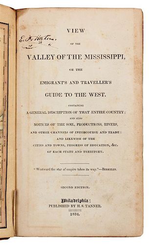 * [BAIRD, Robert. (1798-1863)]. A View of the Valley of the Mississippi. Philadelphia: H.S. Tanner, 1834.