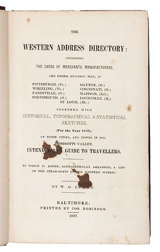 * LYFORD, William Gilman (1784-1852). The Western Address Directory. Baltimore: Jos. Robinson, 1837.