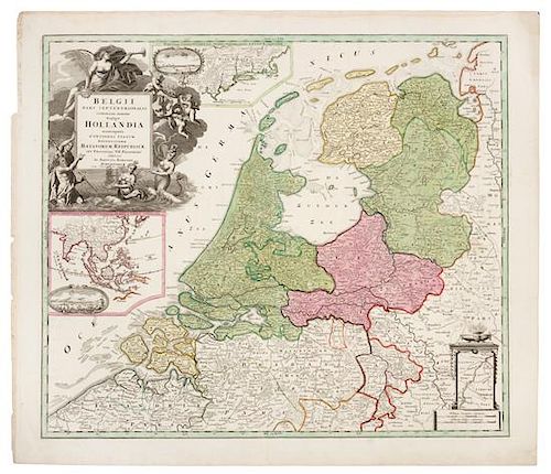* HOMANN, Johann Baptist (1663-1724). Belgii pars Septentrionalis communi noine Vulgo Hollandia. Nuremberg, [ca 1740].