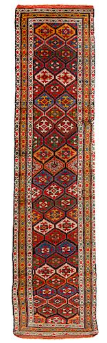 A Kurdish Kazak Wool Runner 15 feet 3 inches x 3 feet 1 inch.