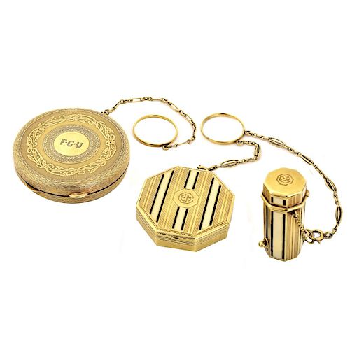 Tiffany & Co 14K Gold Enamel Compacts