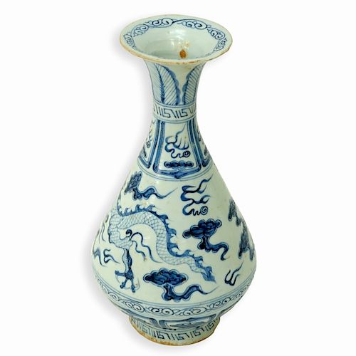 Chinese Blue and White Porcelain Bottle Vase