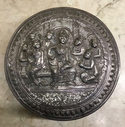 Burmese Covered Silver Boxl, 19/20th Century